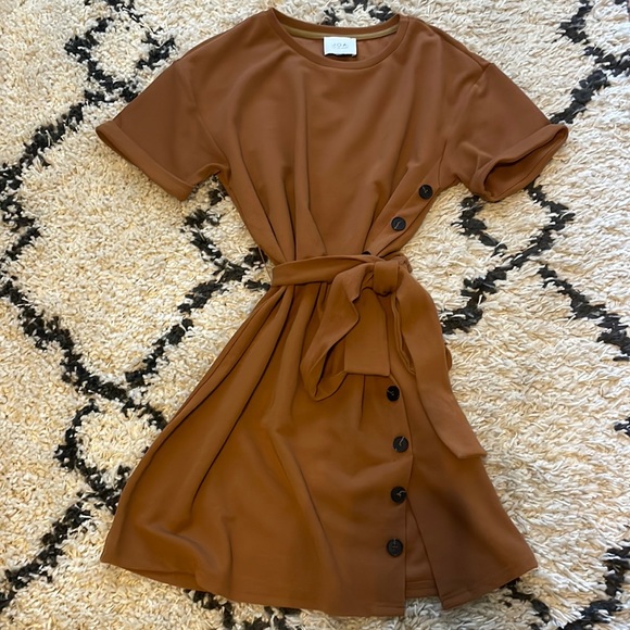 Rust colored button down sweater dress - Picture 1 of 2